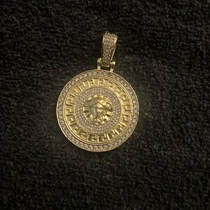 Medusa GLD charm gold two tone iced out